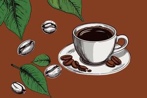 Illustration of Coffee Bean Beverage with Rich Aroma and Inviting Presentation vector