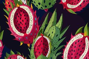 Close-Up of Ripe Red Dragon Fruit with Vibrant Colors and Detailed Texture vector