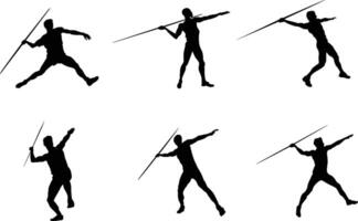 A collection of Javelin throwers in a variety of positions vector