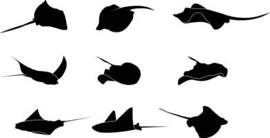 A collection of stingray silhouettes for artwork compositions vector