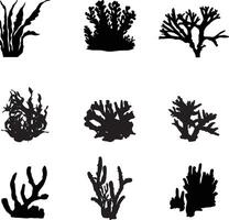A collection of ocean plant silhouettes for artwork compositions vector