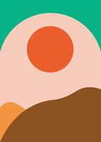 Desert landscape with sun and frame in boho style vector