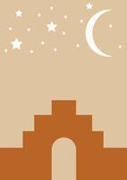 Minimalist night landscape in boho style vector