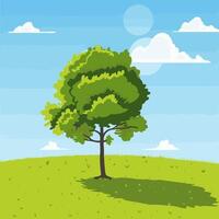 tree in a wide, open meadow vector
