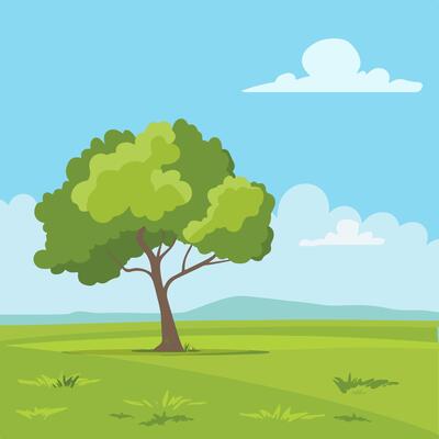 tree in a wide, open meadow