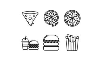A set of Simple Fast Food Iconst line icons, isolated on white editable background. vector