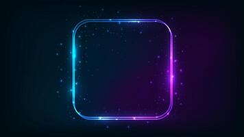 Neon double frame with shining effects vector