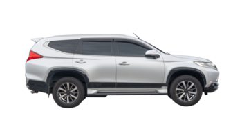 Side view of bronze SUV car isolated with clipping path in file format png