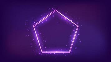 Neon double frame with shining effects vector