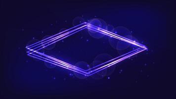 Neon rhombus frame with shining effects and sparkles vector