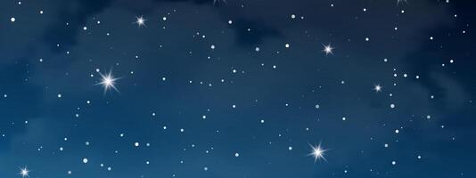 Night sky with clouds and many stars vector