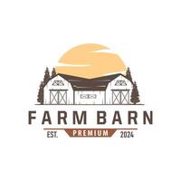 Barn logo agriculture building template farmer farm vintage design simple retro style illustration vector