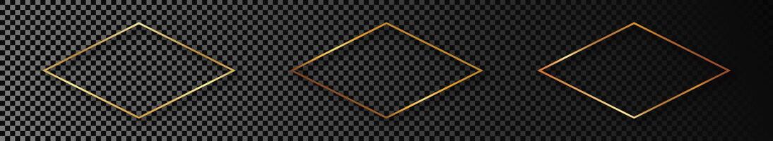 Gold glowing rhombus shape frame vector