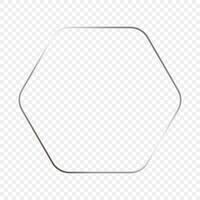Silver glowing rounded hexagon frame vector