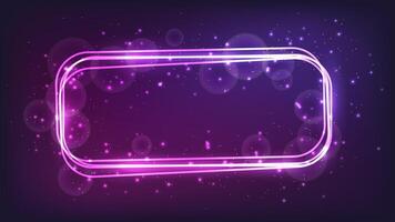 Neon rectangular frame with shining effects and sparkles vector