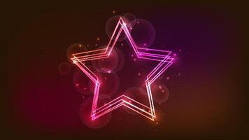 Neon frame in star form with shining effects and sparkles vector