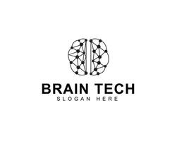 Brain tech logo icon design with creative connect dot symbol. brain connection logo element. smart technology. brain hub logo design vector