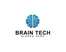 Brain tech logo icon design with creative connect dot symbol. brain connection logo element. smart technology. brain hub logo design vector