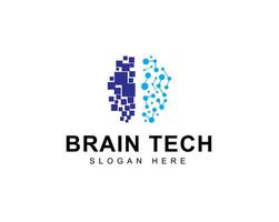 Illustration of Brain Technology Logo Design. Digital Tech. Brain Logo Template. vector