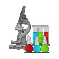 illustration of microscope with flask vector