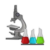 illustration of microscope with flask vector