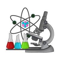 illustration of microscope with flask vector