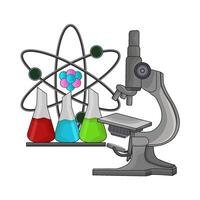illustration of microscope with flask vector