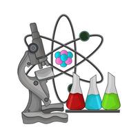 illustration of microscope with flask vector
