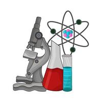 illustration of microscope with flask vector