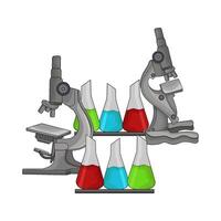 illustration of microscope with flask vector