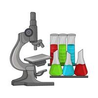 illustration of microscope with flask vector