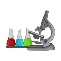 illustration of microscope with flask vector