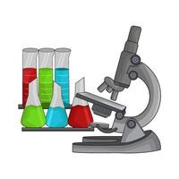 illustration of microscope with flask vector