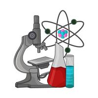 illustration of microscope with flask vector