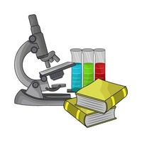 illustration of microscope with flask and book vector
