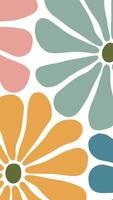 Groovy abstract flower art. Organic doodle shapes in trendy naive retro hippie 60s 70s style vector
