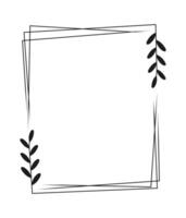 Elegant frames with hand drawn flowers and leaves, design templates in line style. Backgrounds for wedding invitations vector