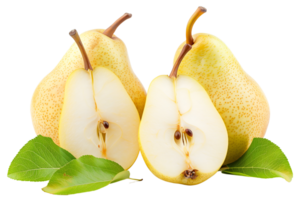 Fresh pear with pear slices isolated on transparent background png