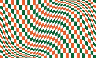 Wavy chessboard effect, india abstract background. illustration vector