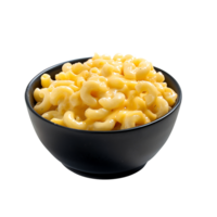 black bowl are each filled with a heaping serving of macaroni and cheese isolated on transparent background png