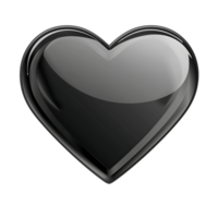 3d of black heart isolated on transparent background png