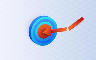 Isometric digital target with broken arrow on white background. Growth strategy or financial objectives vector