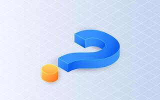 Isometric question mark on white background. Questioning blank ideas vector