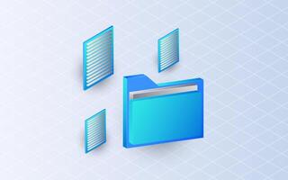 Isometric file transfer on white background. Full access to files and folders vector