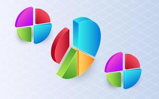 Isometric pie chart on white background. Circle slice division, business concept vector