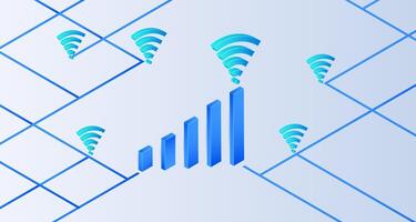 Isometric wireless internet symbol on white background. Wireless internet connection vector