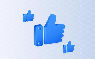 Isometric thumb up hand gesture on white background. Like symbol concept vector