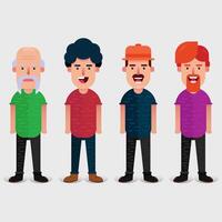 Set of men with different emotions. flat style. vector