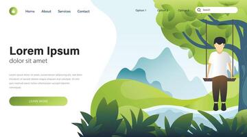 Landing page template of Summer Park. vector