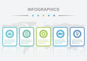 Infographic 5 colorful badges template design with reflect vector